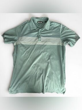 Travis Mathew Men’s Sage Green Polo with White Chest Stripes